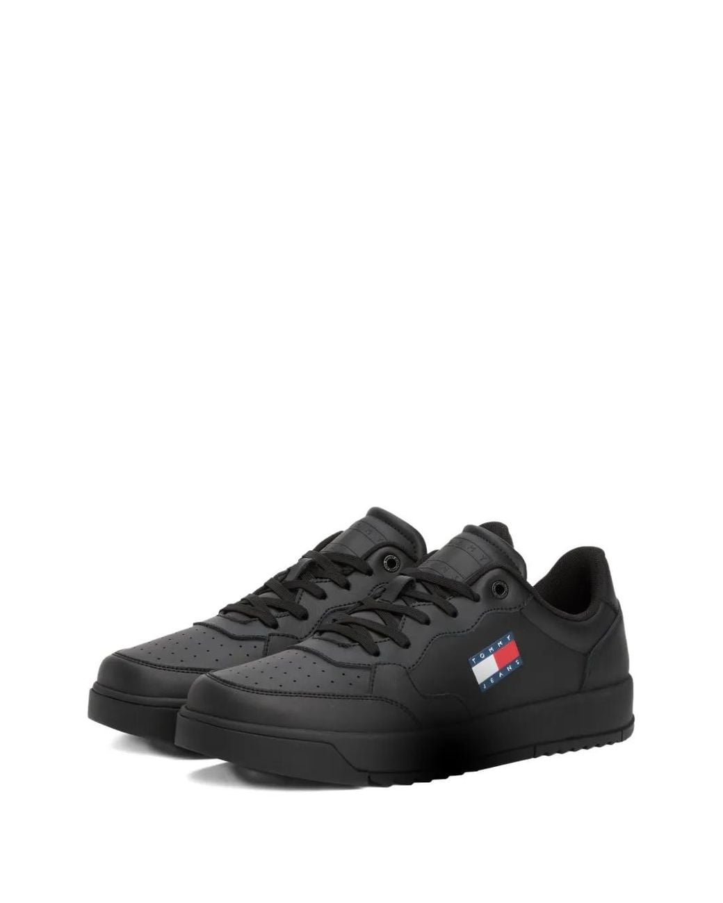 Tommy Hilfiger Black Logo-Patch Sneakers for men