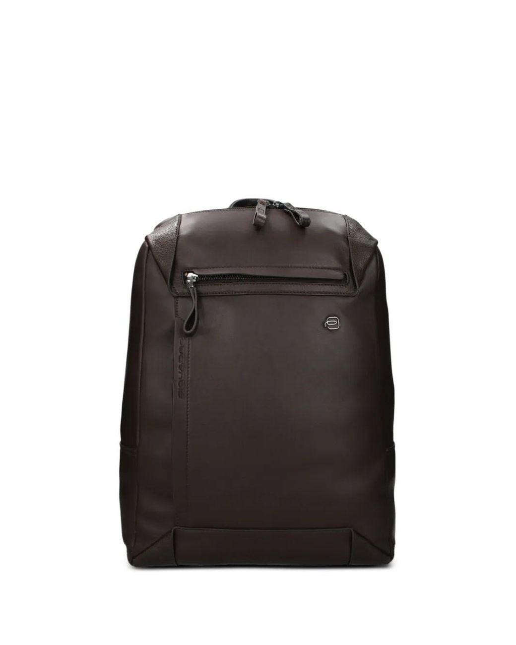 Piquadro Black Logo-Plaque Leather Backpack for men