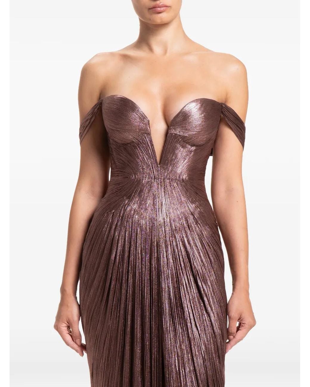 Maria Lucia Hohan Purple Tia Off-Shoulder Gown