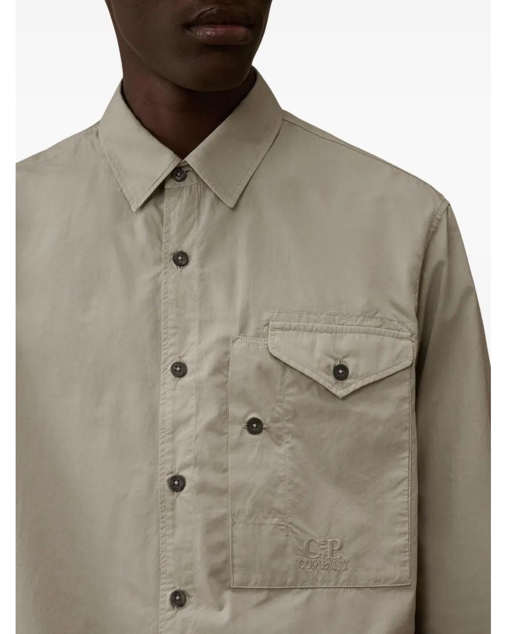 C P Company Gray Chemise À Poche Poitrine for men