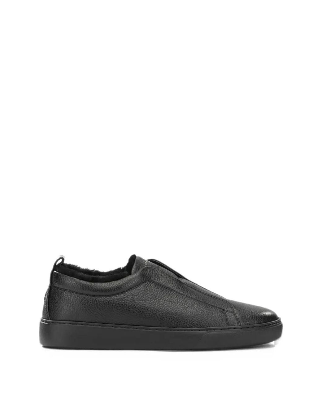 Henderson Black Round-Toe Leather Sneakers for men