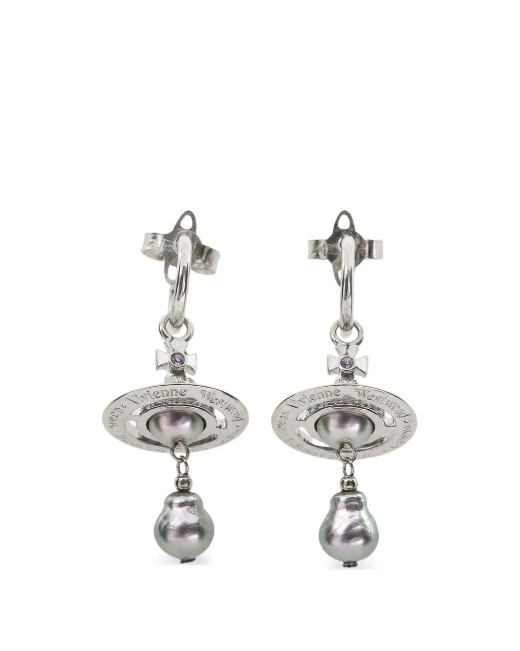 Vivienne Westwood White Boucles D'Oreilles Aleksa Ornées De Perles