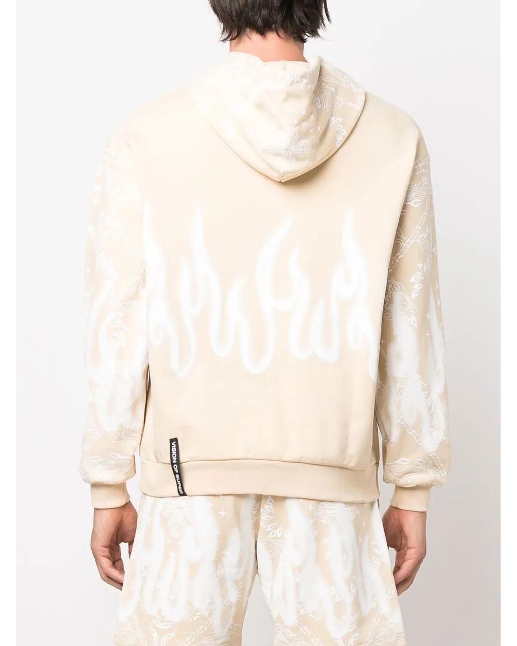Vision Of Super Natural Flame Graphic-Print Cotton Hoodie for men