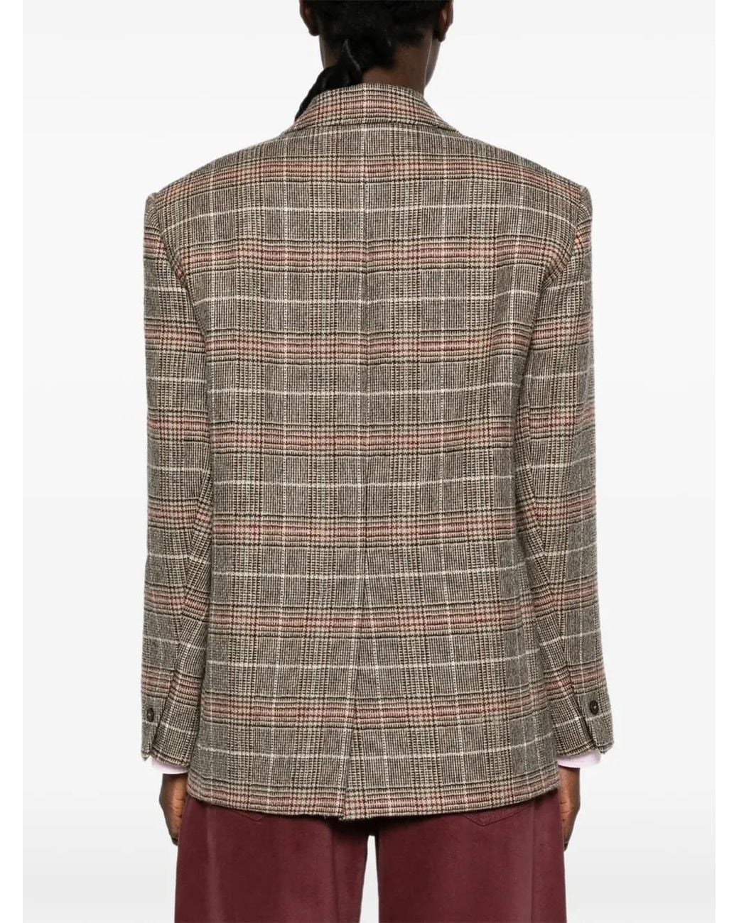 Weekend by Maxmara Brown Check-Pattern Single-Breasted Blazer