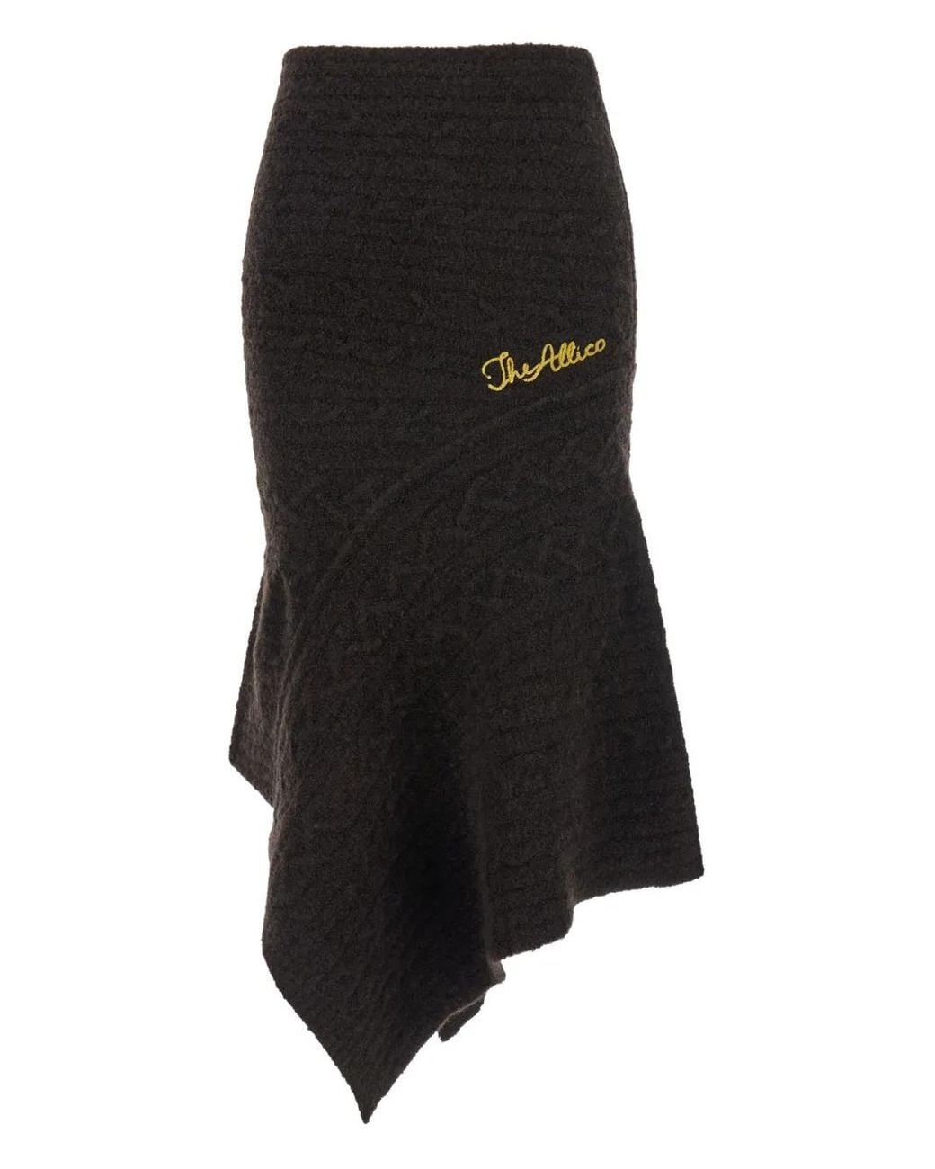 The Attico Black Cable-Knit Asymmetric Skirt