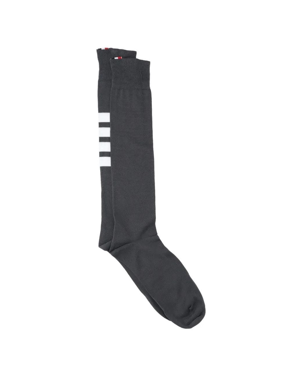 Thom Browne Gray Cotton 4-Bar Over The Calf Socks for men