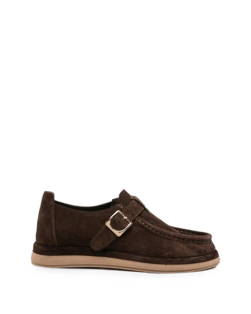 SERGIO MORETTI FIRENZE Brown Buckle-Fastening Suede Loafers