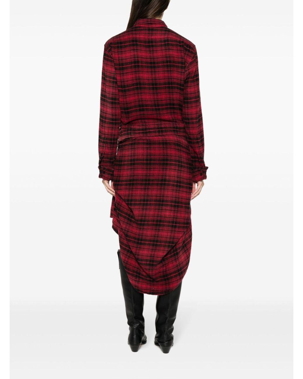 R13 Checked Cotton Shirt Dress in Red Lyst UK