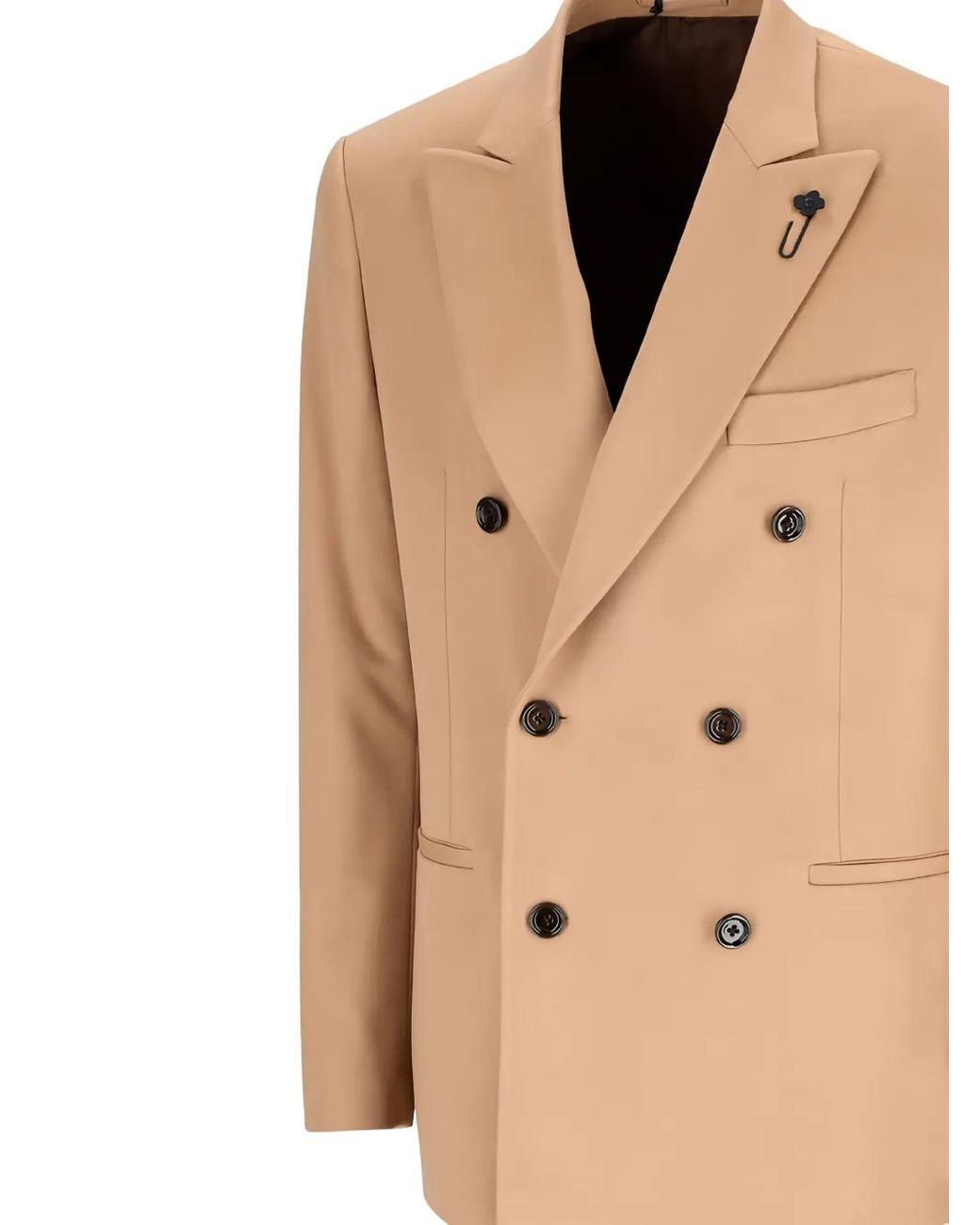 Lardini Natural Double-Breasted Peak-Lapel Jacket for men