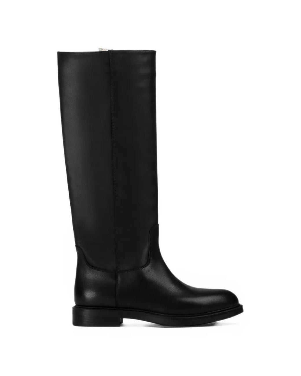 Doucal's Black Leather Knee-High Boots