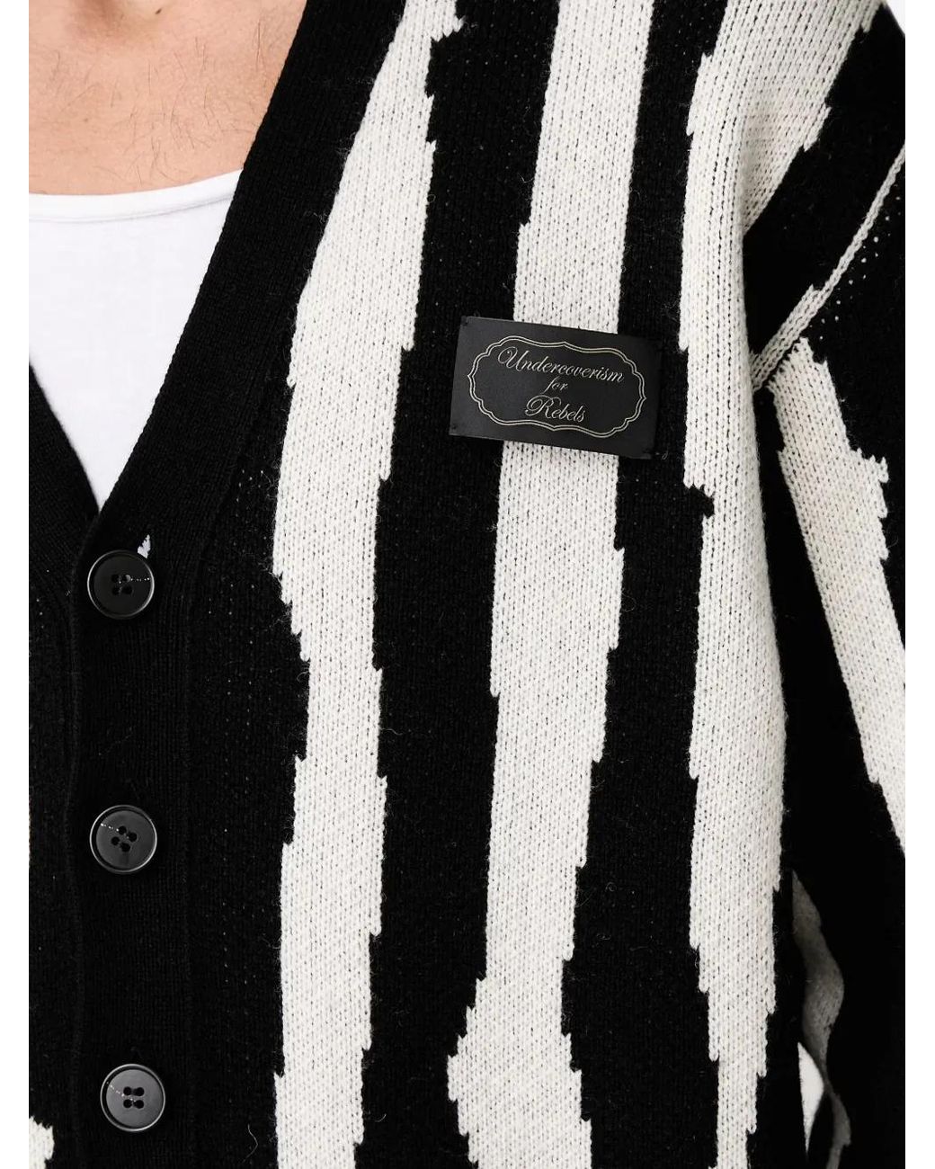 Undercover Intarsiagebreid Vest Met Logo-Patch in het Black voor heren