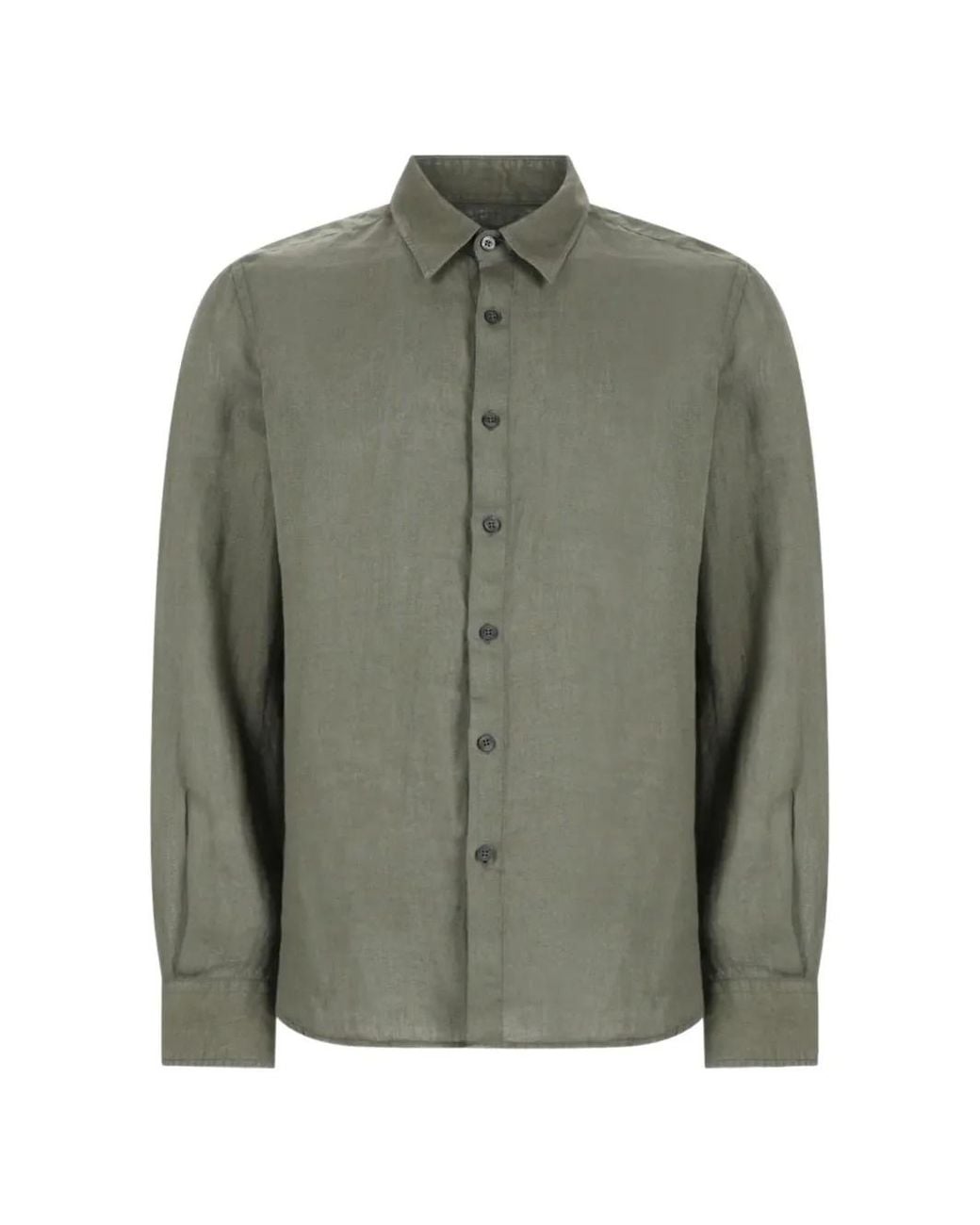 120% Lino Green Button-Up Long-Sleeved Shirt for men