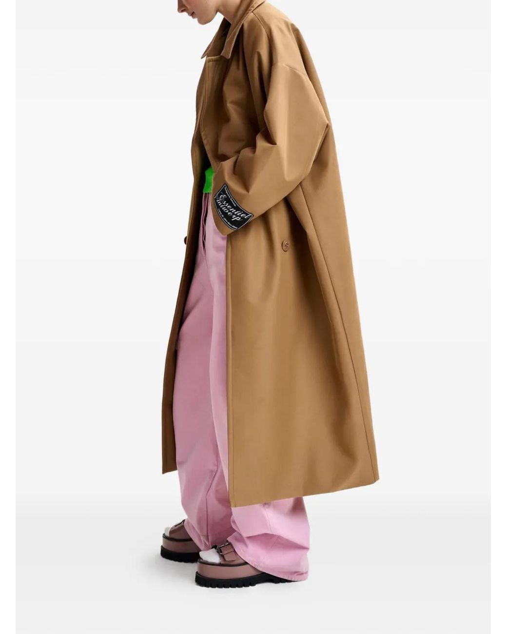 Essentiel Antwerp Natural Logo-Patch Double-Breasted Coat