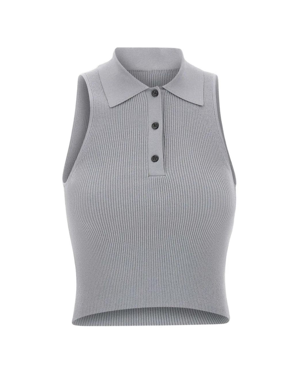 a. roege hove Gray Trine Ribbed Button Polo Top