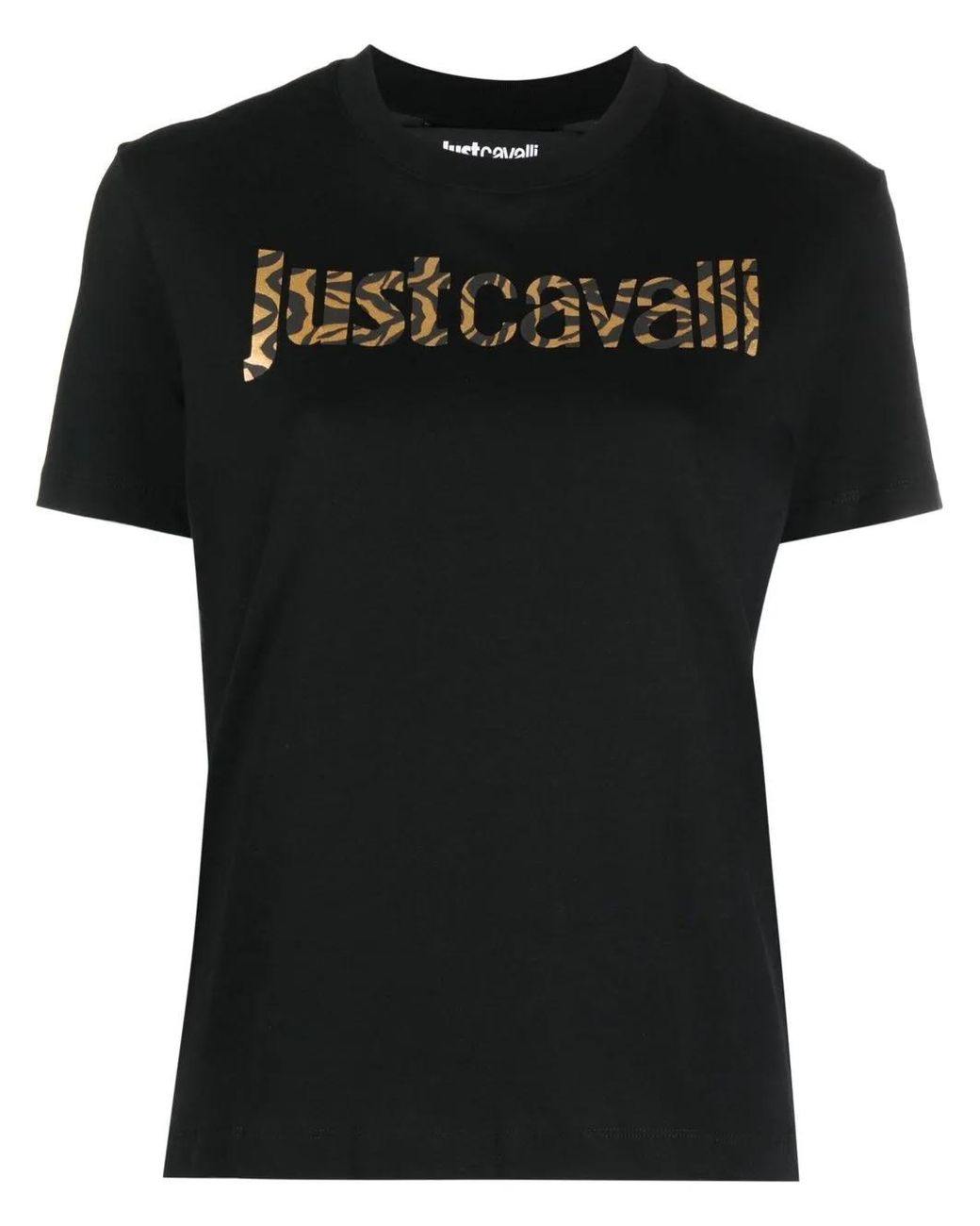 Just Cavalli Black Logo-Print Cotton T-Shirt