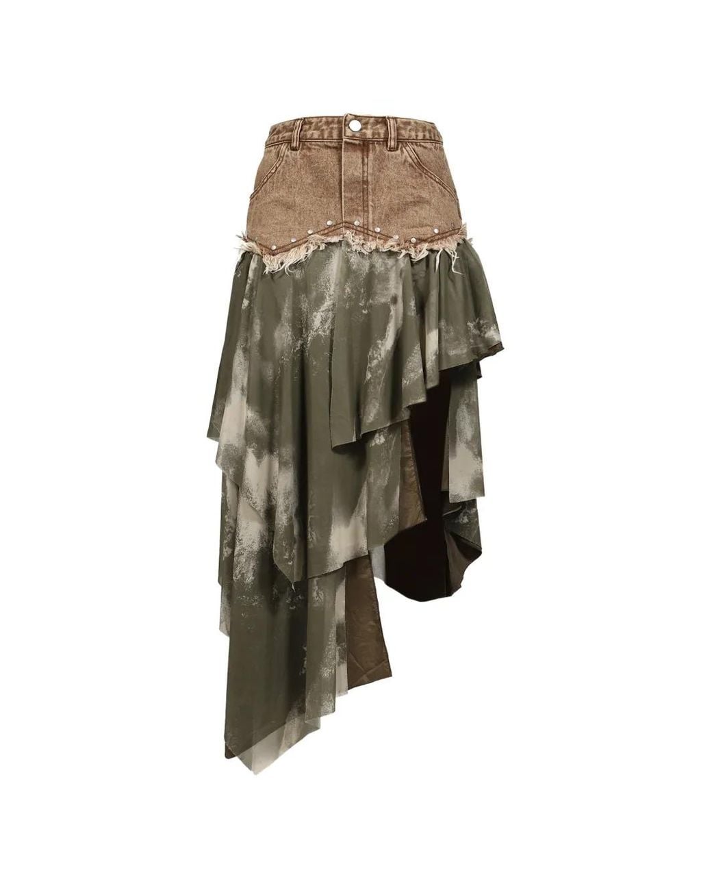 VIVAMUS Green Tiered Denim Skirt