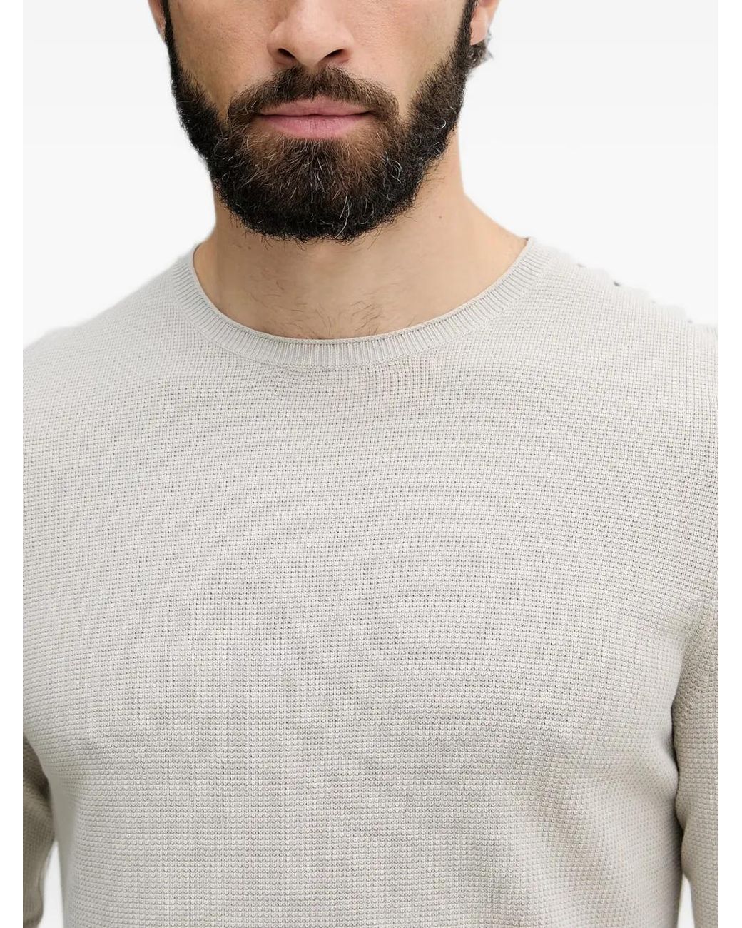 Marc O' Polo White Waffle-Knit Long-Sleeve Sweater for men