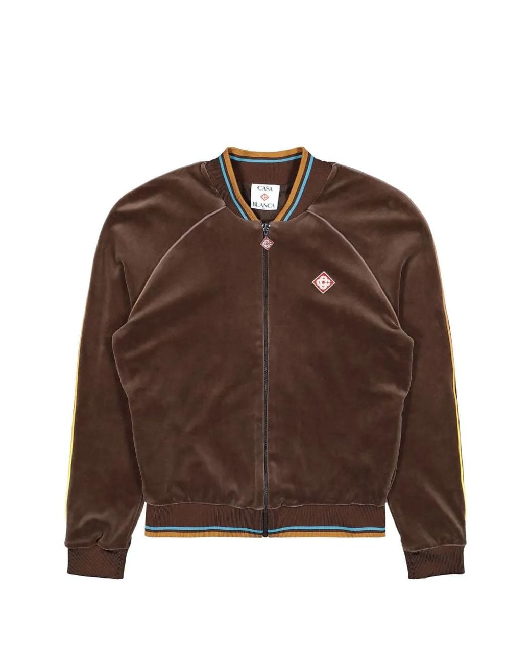 Casablanca Brown Velour Logo-Patch Velour Jacket for men