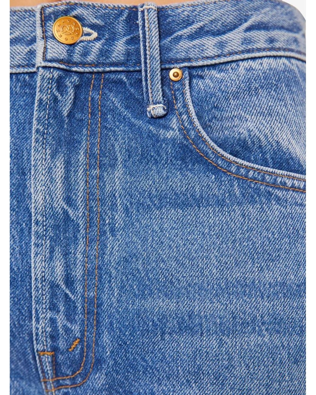 Mother Blue The Lemon Twist Sneak Button-Fly Jeans