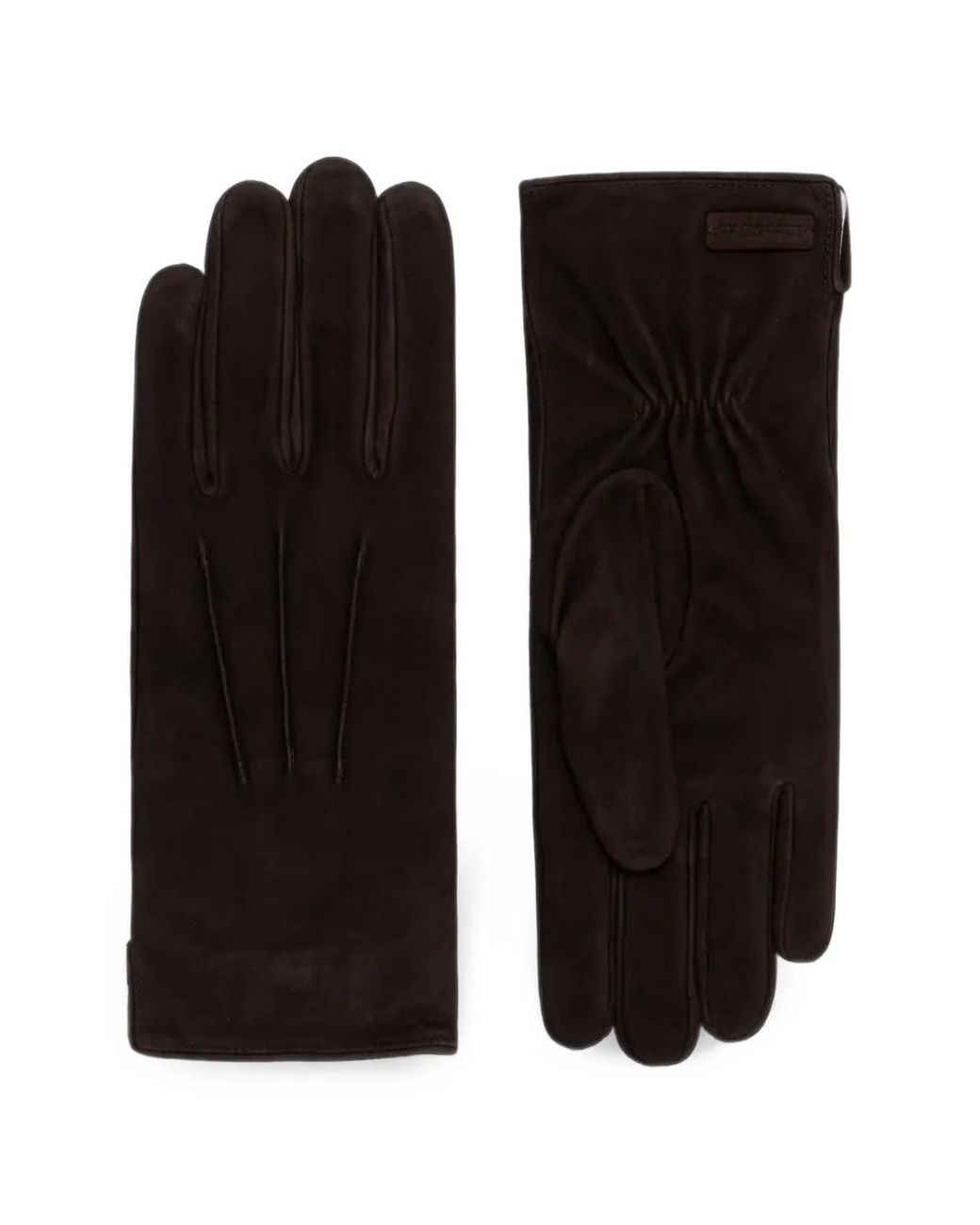 Marc O' Polo Black Suede-Finish Logo-Patch Gloves