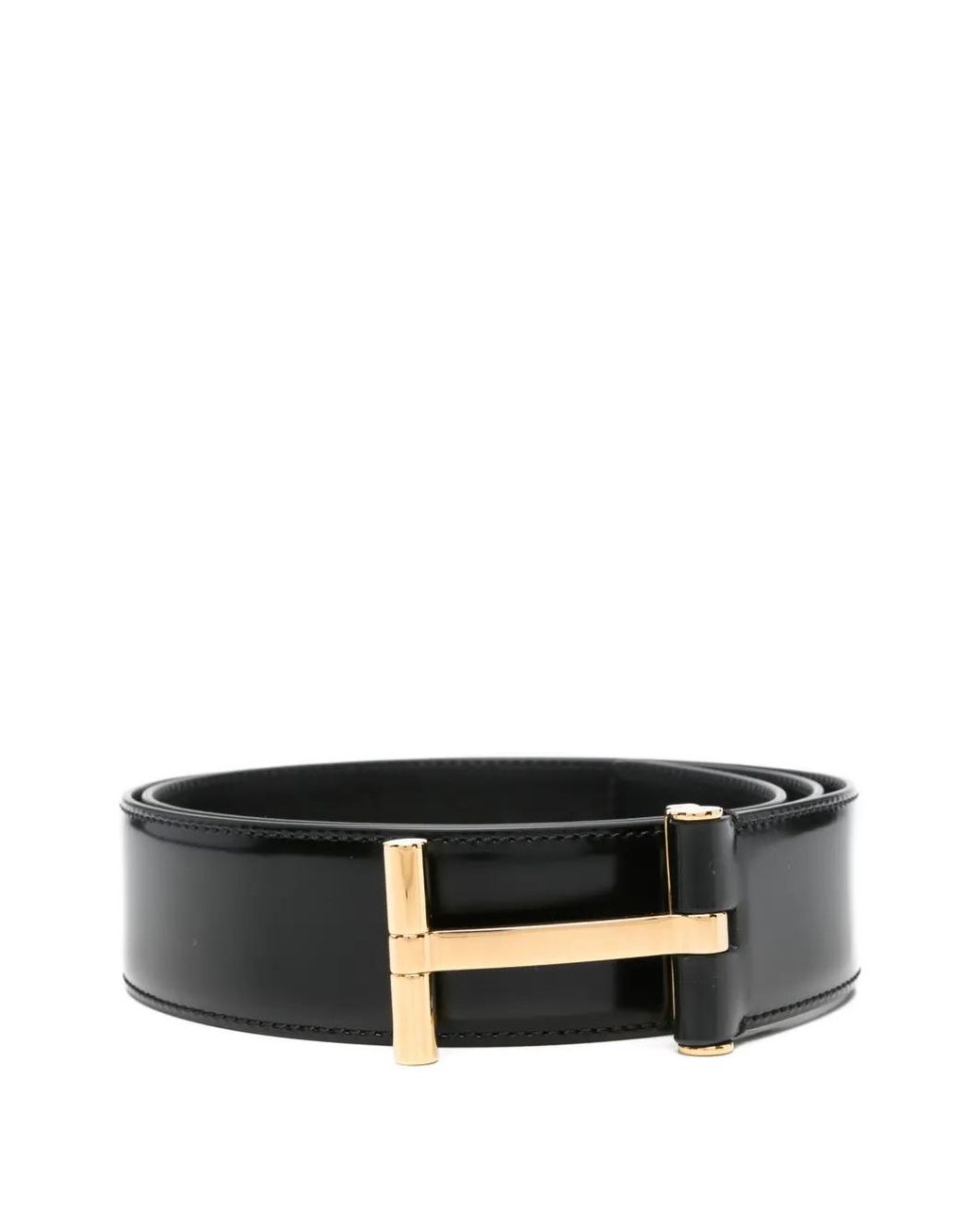 Tom Ford Black Smooth Leather T Belt for men
