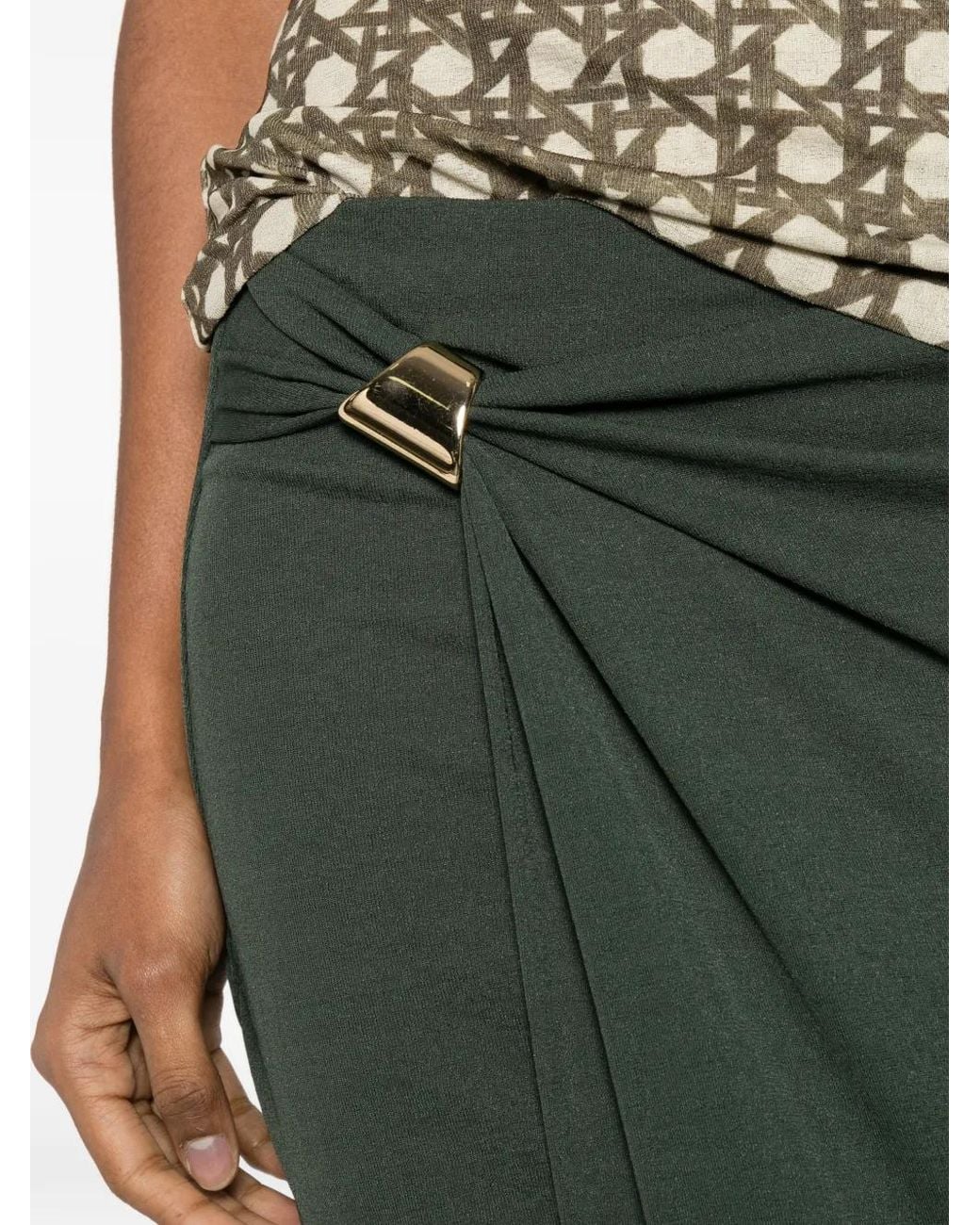 Nanushka Green Tozi Draped Hardware-Detail Maxi Skirt