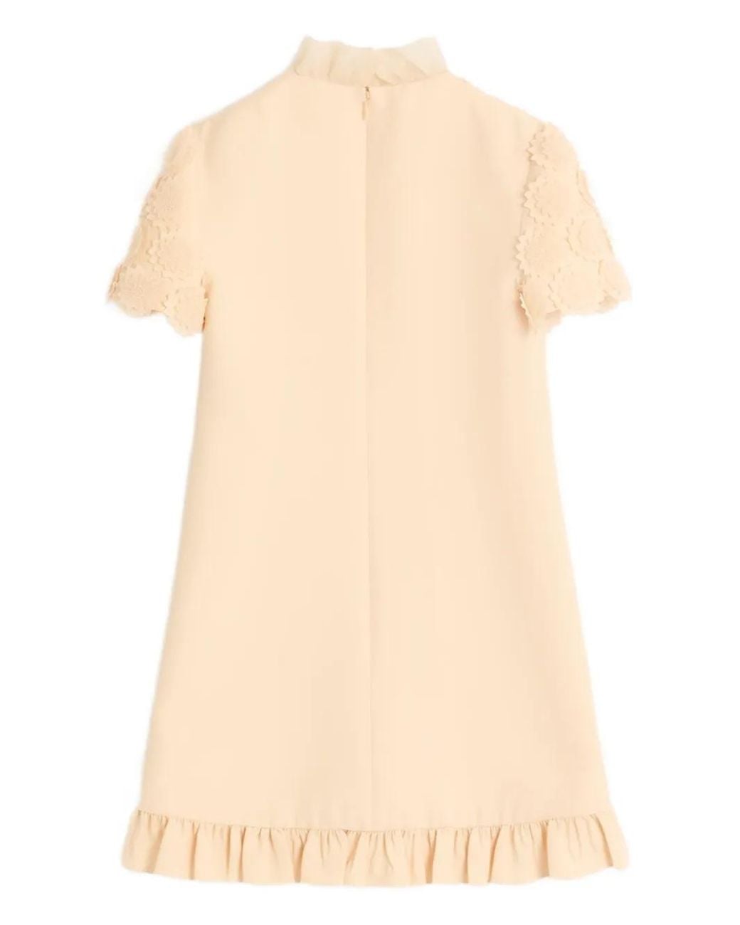 Valentino Garavani Natural Lace-Embellished Ruffled Mini Dress