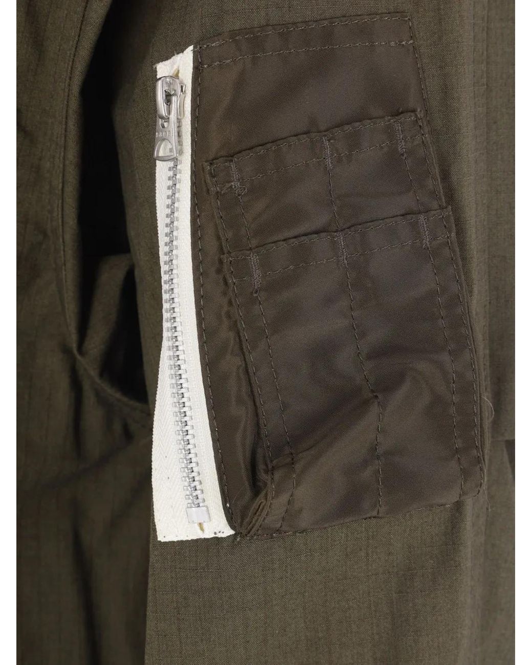 Sacai Gray Patch-Pocket Drawstring Coat for men