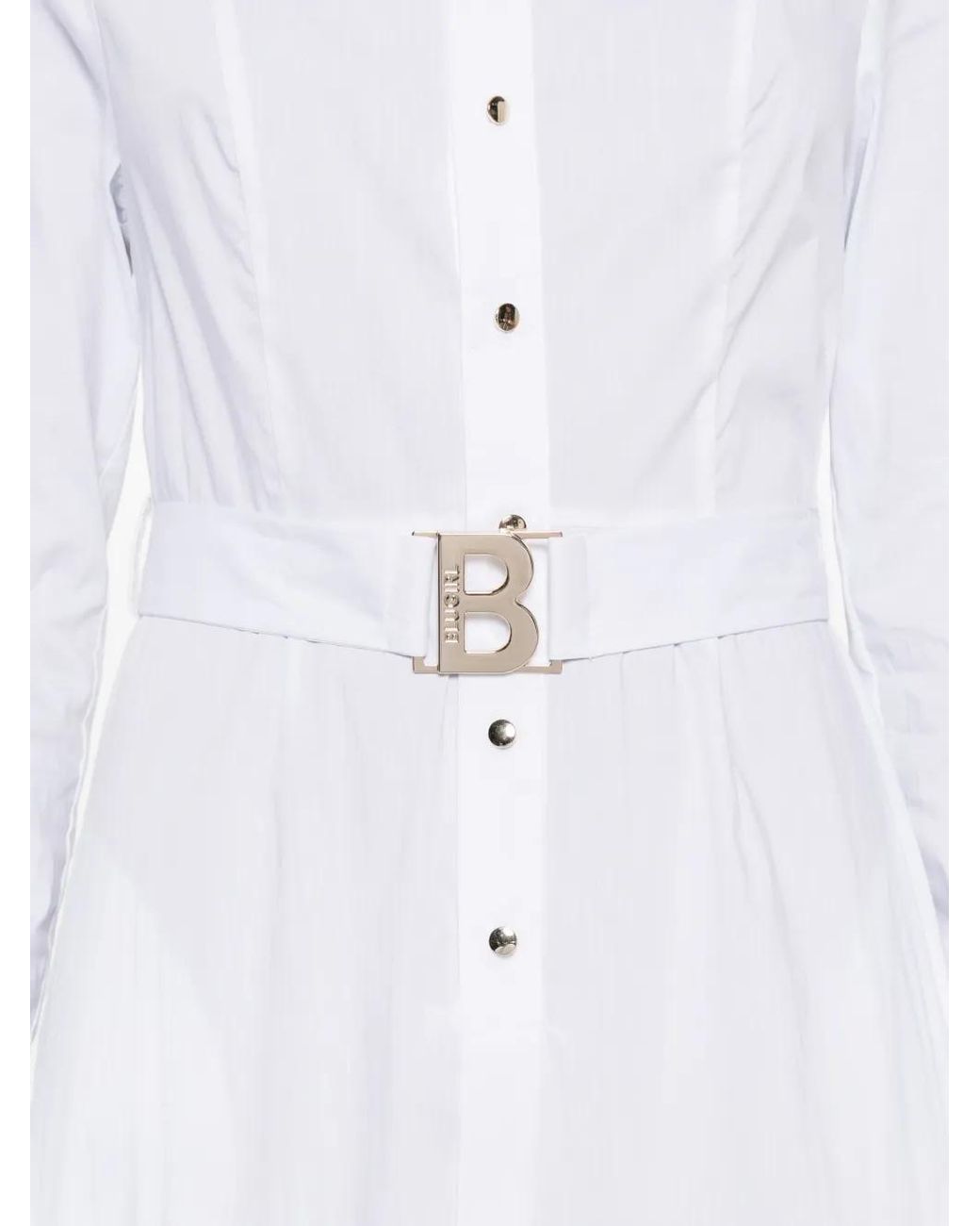 Blugirl Blumarine White Belted Collared Maxi Dress