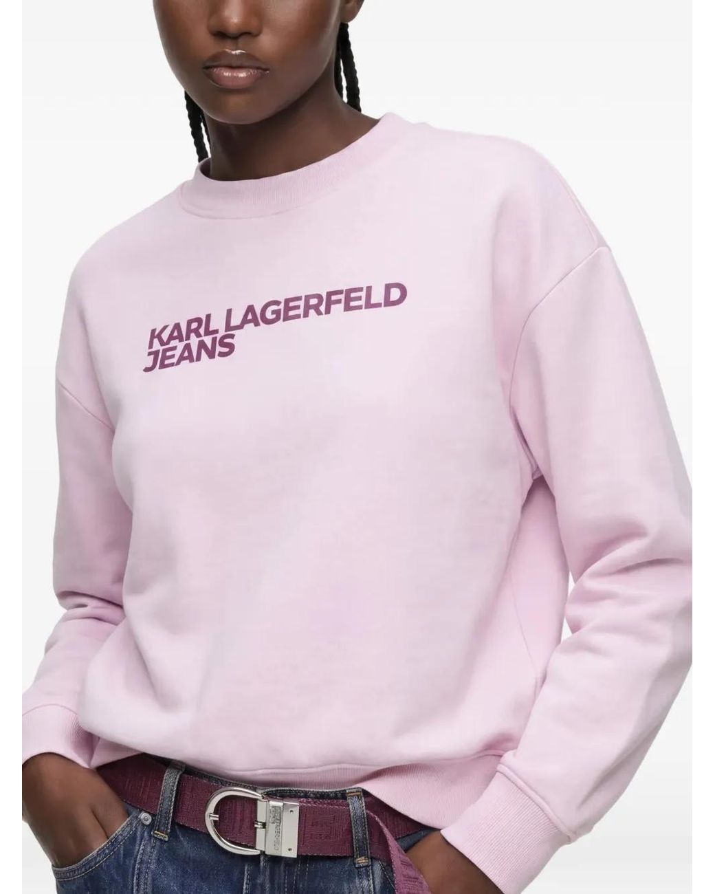 Karl Lagerfeld Pink Logo-Print Drop-Shoulder Sweatshirt