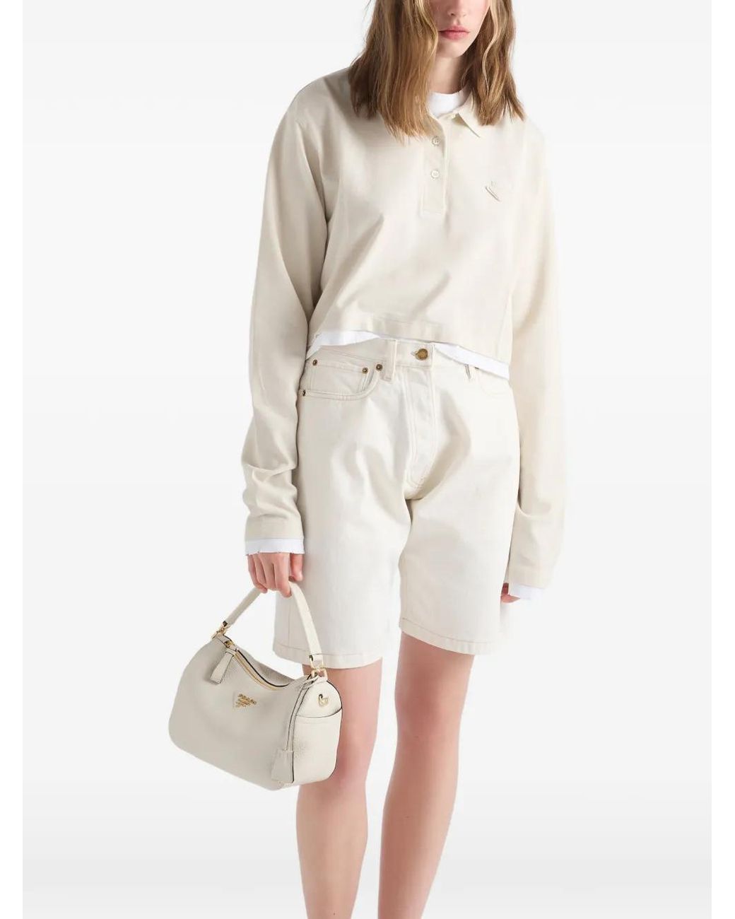 Prada White Old Denim Bermudas