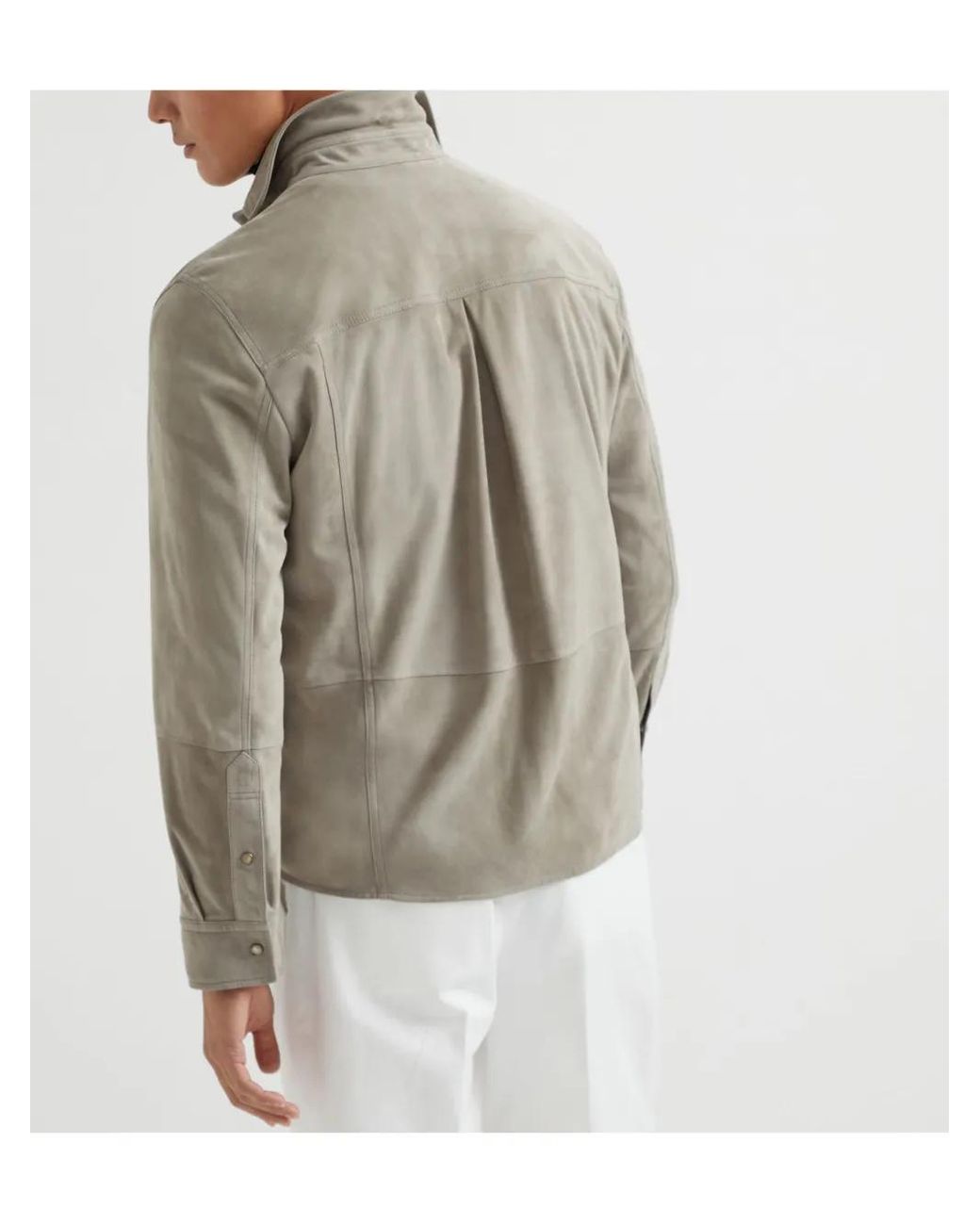 Brunello Cucinelli Gray Suede Shirt for men