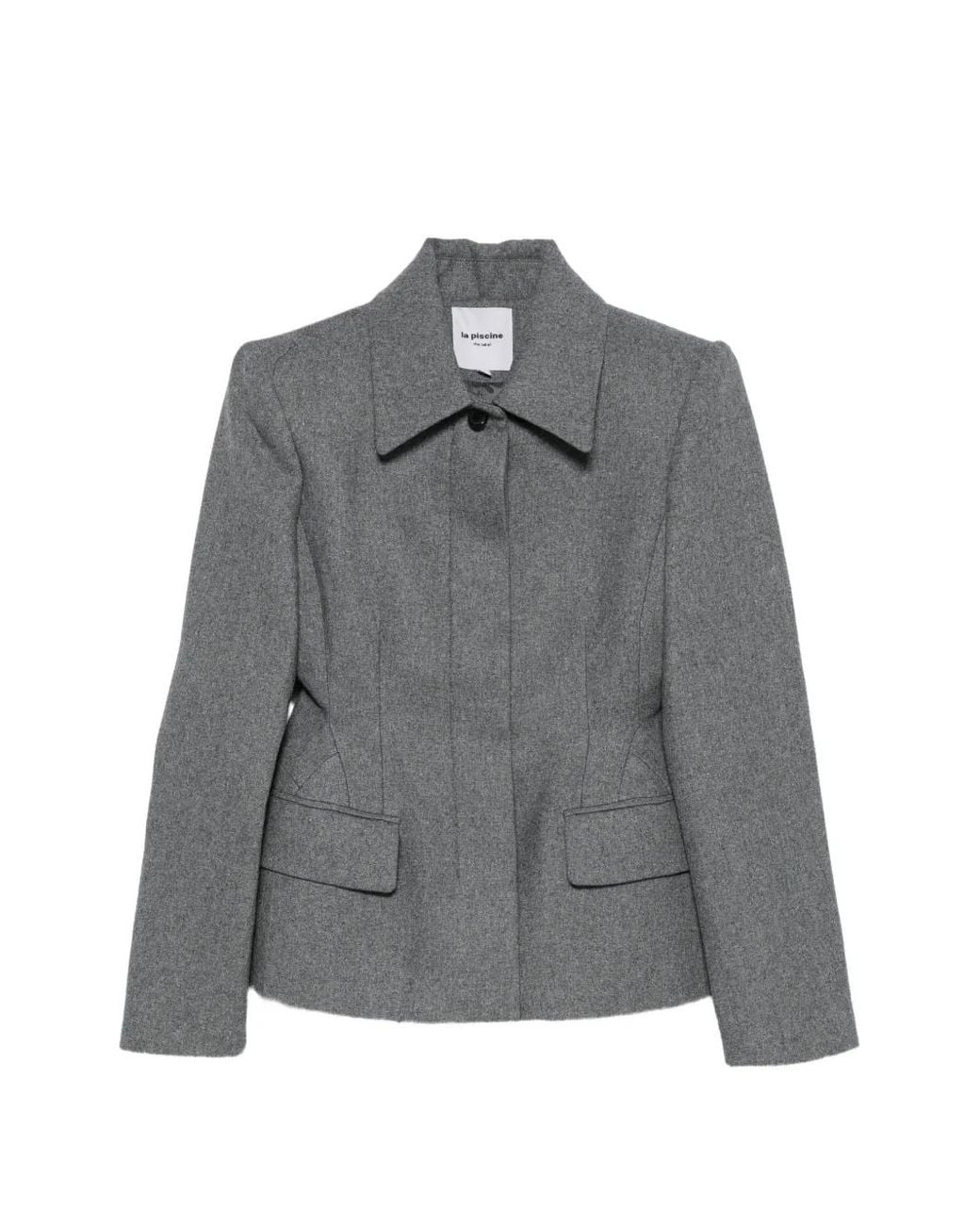 LA PISCINE Gray Concealed-Fastening Blazer