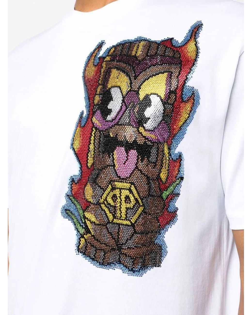 Philipp Plein White Hawaii Embellished Short-Sleeve T-Shirt for men