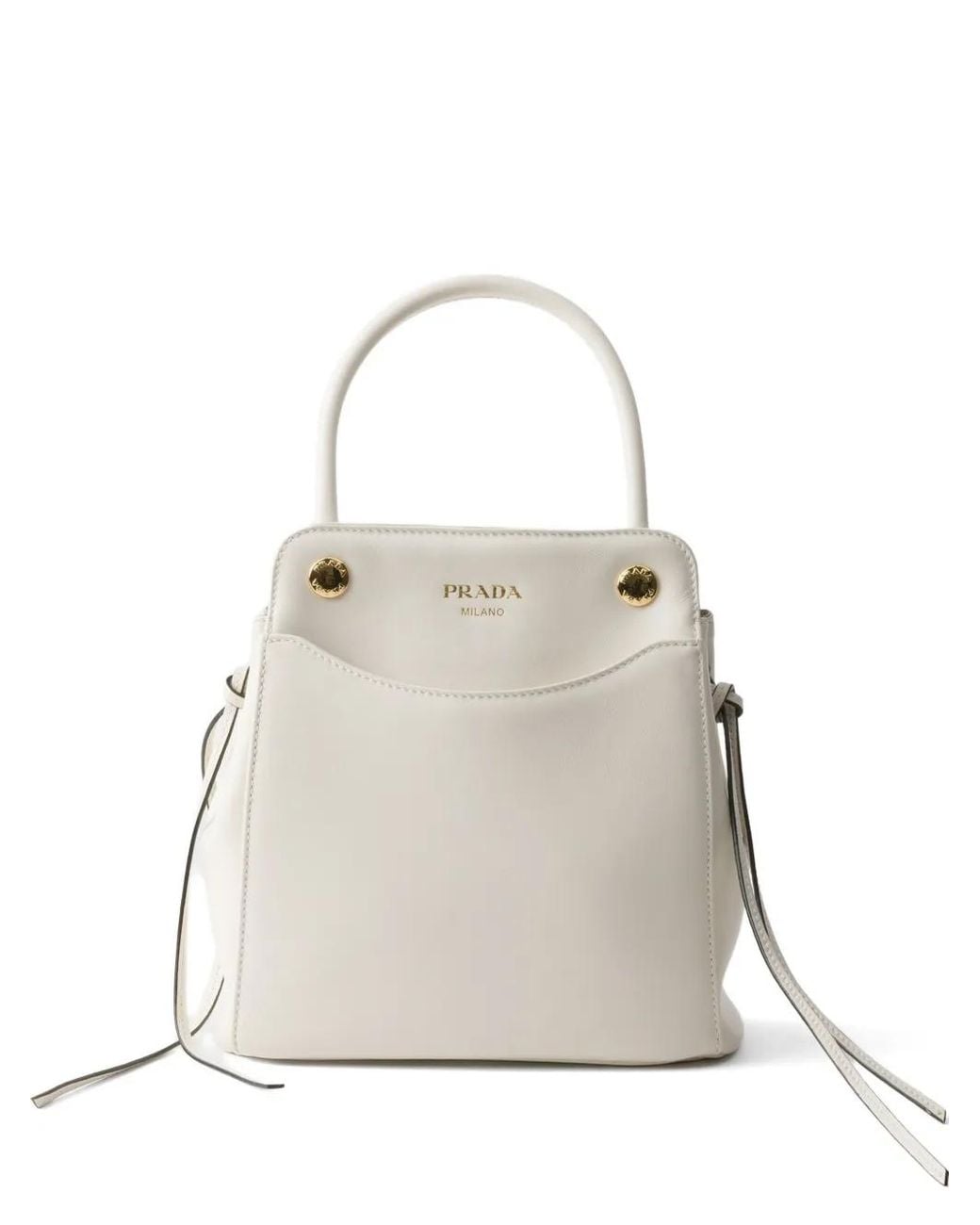 Prada Carry Mini Leather Handbag in White | Lyst UK