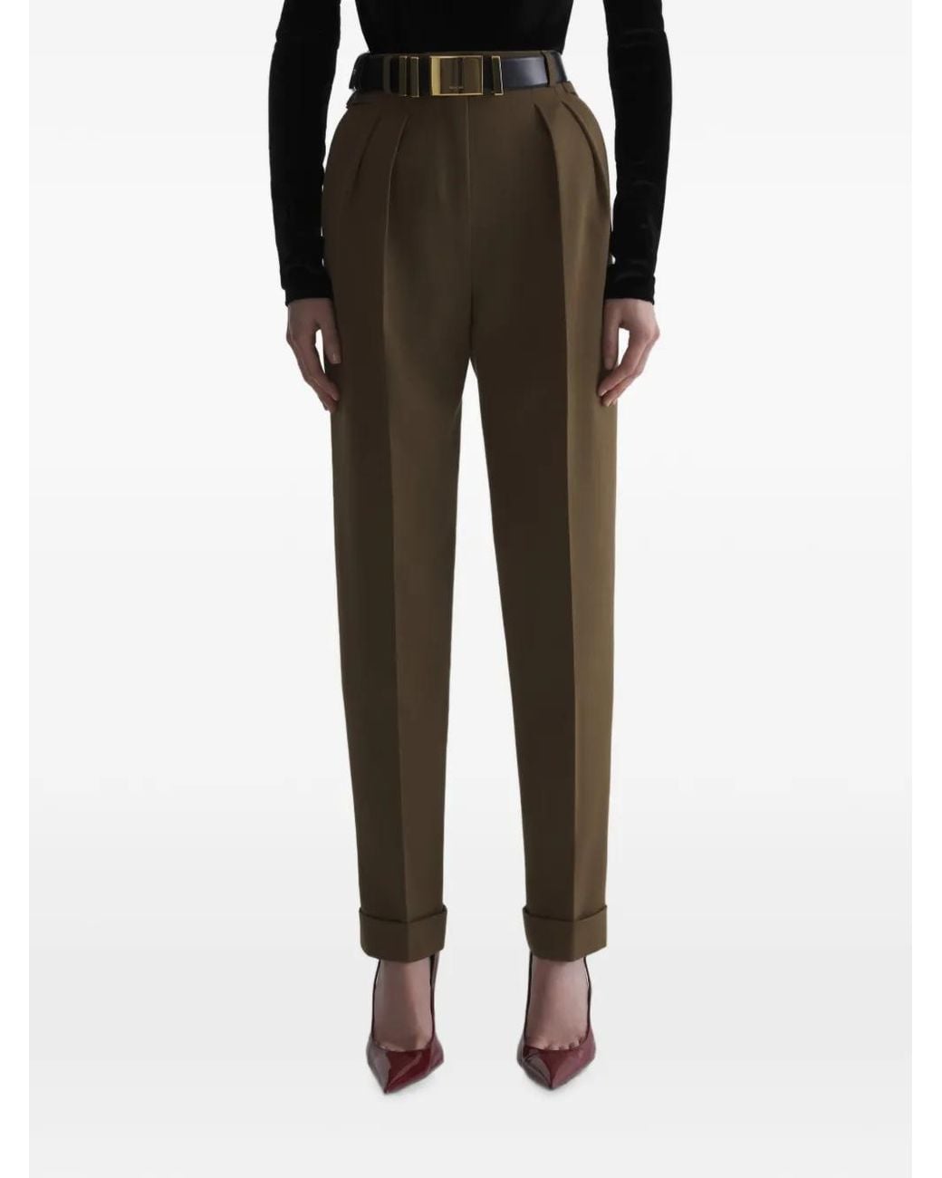 Mugler Black Kaki Carrot Pants