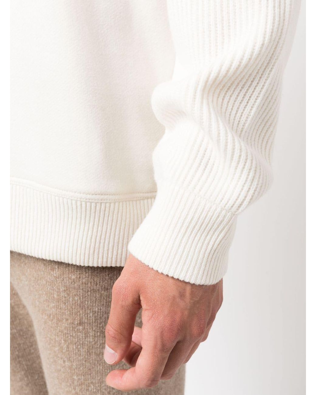 BRUNELLO CUCINELLI 'Panelled' Cashmere Crewneck Knit Cream/White