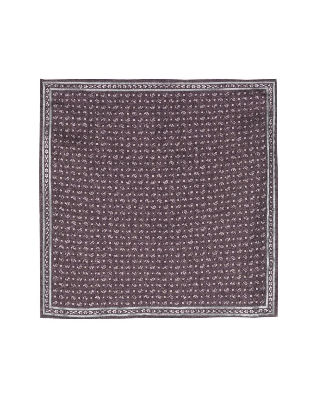 Brunello Cucinelli Purple Polka-Dot Reversible Silk Pocket Square for men