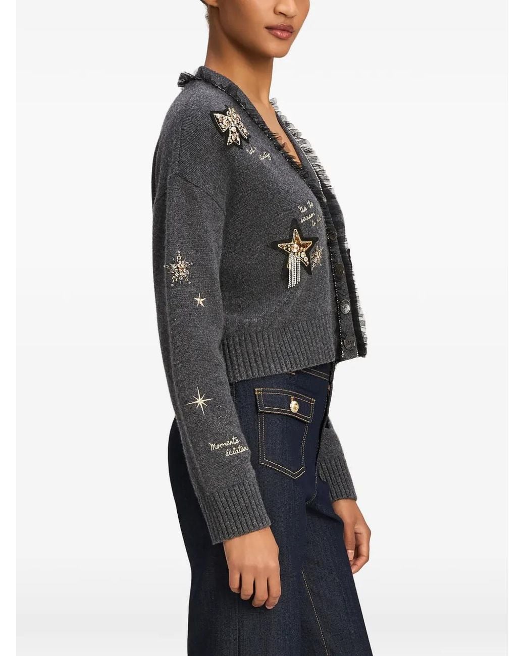 Cinq À Sept Black Holiday Doodles Cardigan