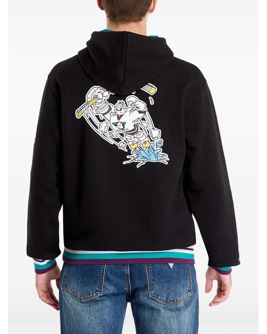 Mitchell & Ness Black Drawstring Hoodie for men