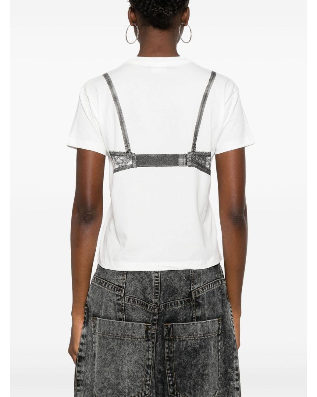 VAQUERA Bra-print Cotton T-shirt in Gray | Lyst
