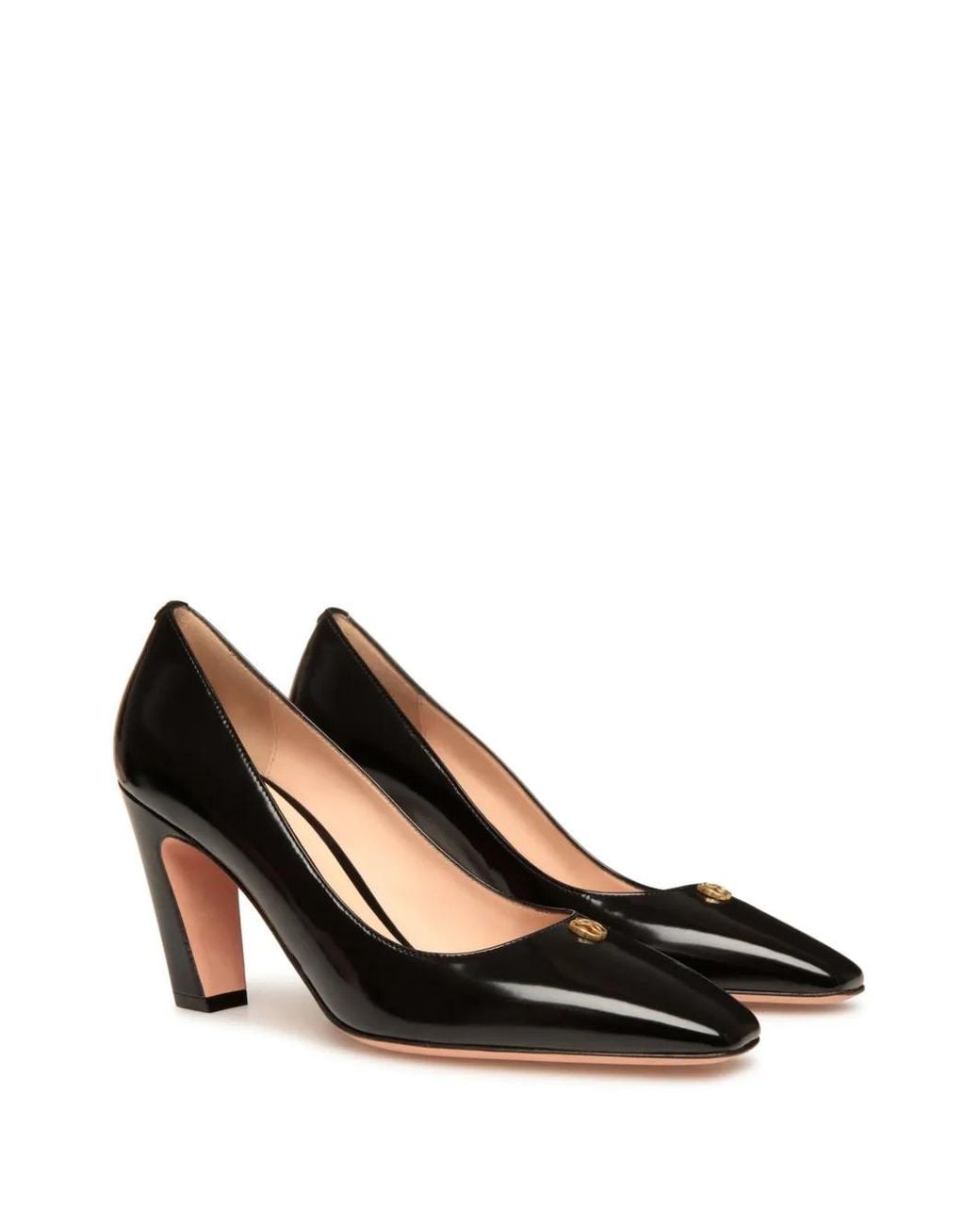 Bally Black Emblem-Plaque Leather Pumps
