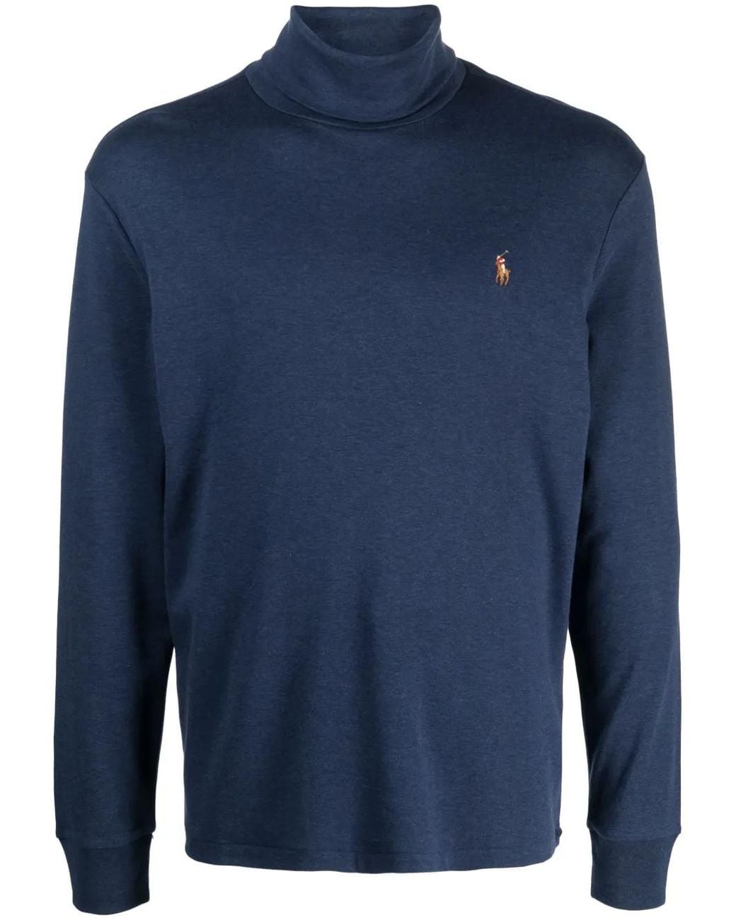 Polo Ralph Lauren Blue Logo-Embroidered Roll-Neck Jumper for men