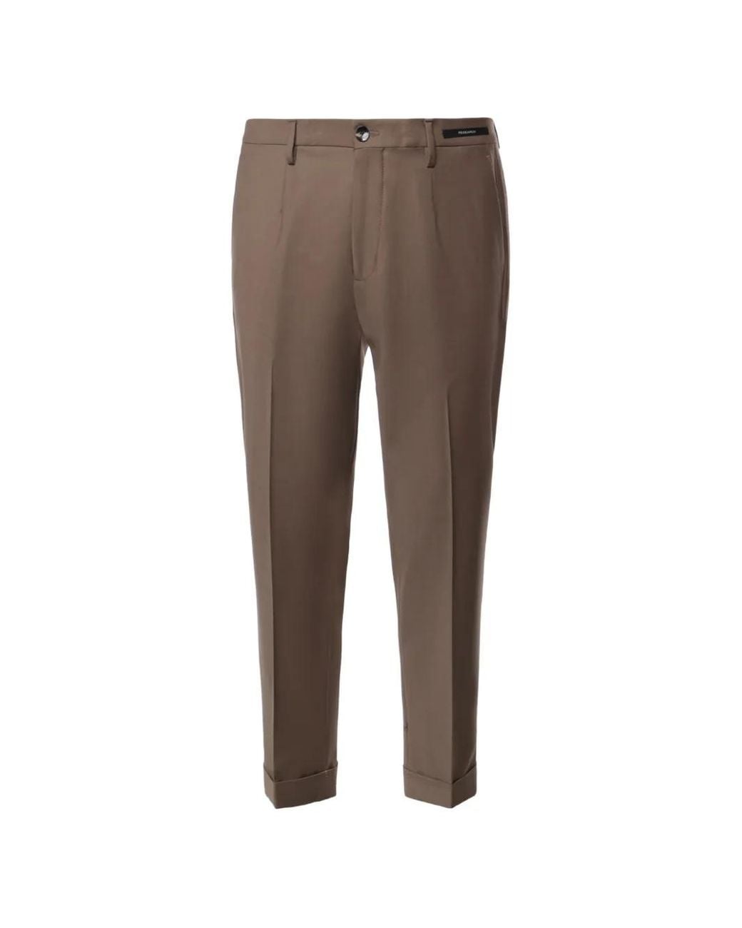 Michael Coal Brown Pleated Turn-Up Trousers for men