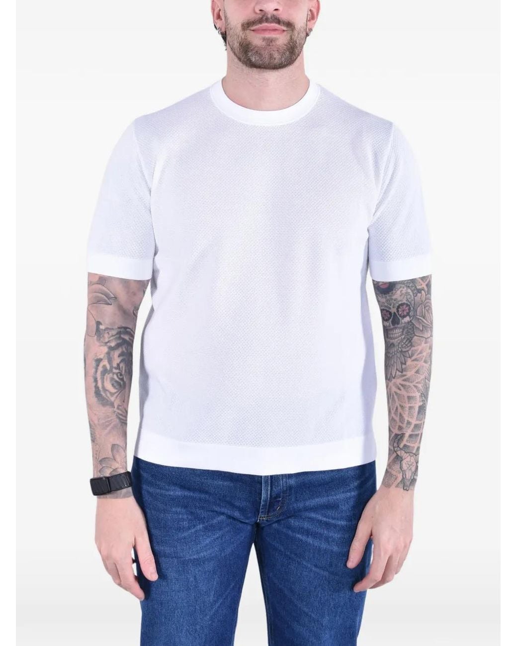 Kangra White T-Shirt À Col Rond for men