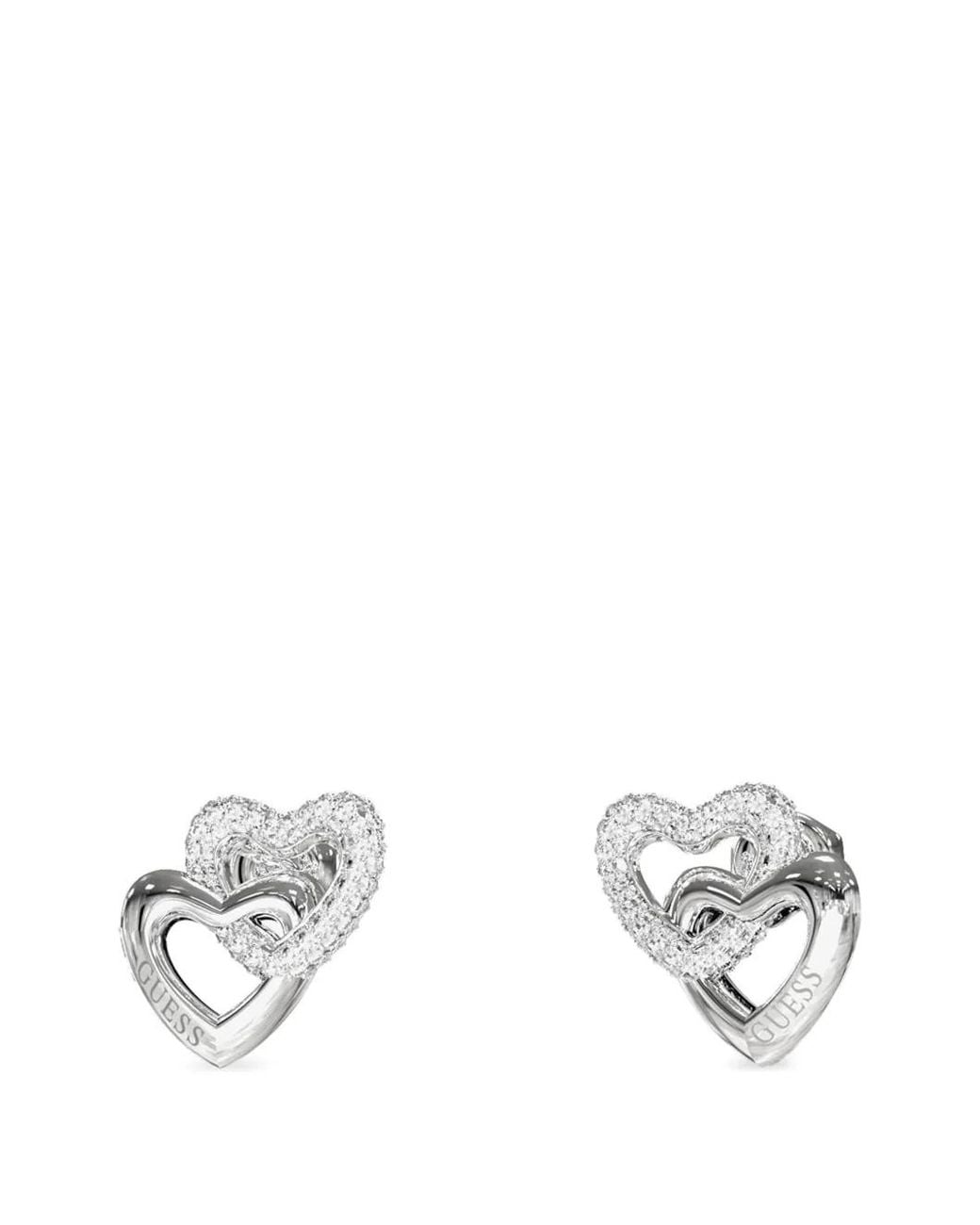 Guess Metallic Beloved Crystal-Embellished Heart Earrings