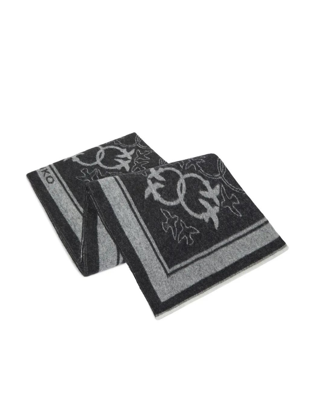 Pinko Black Love Birds Wool Poncho