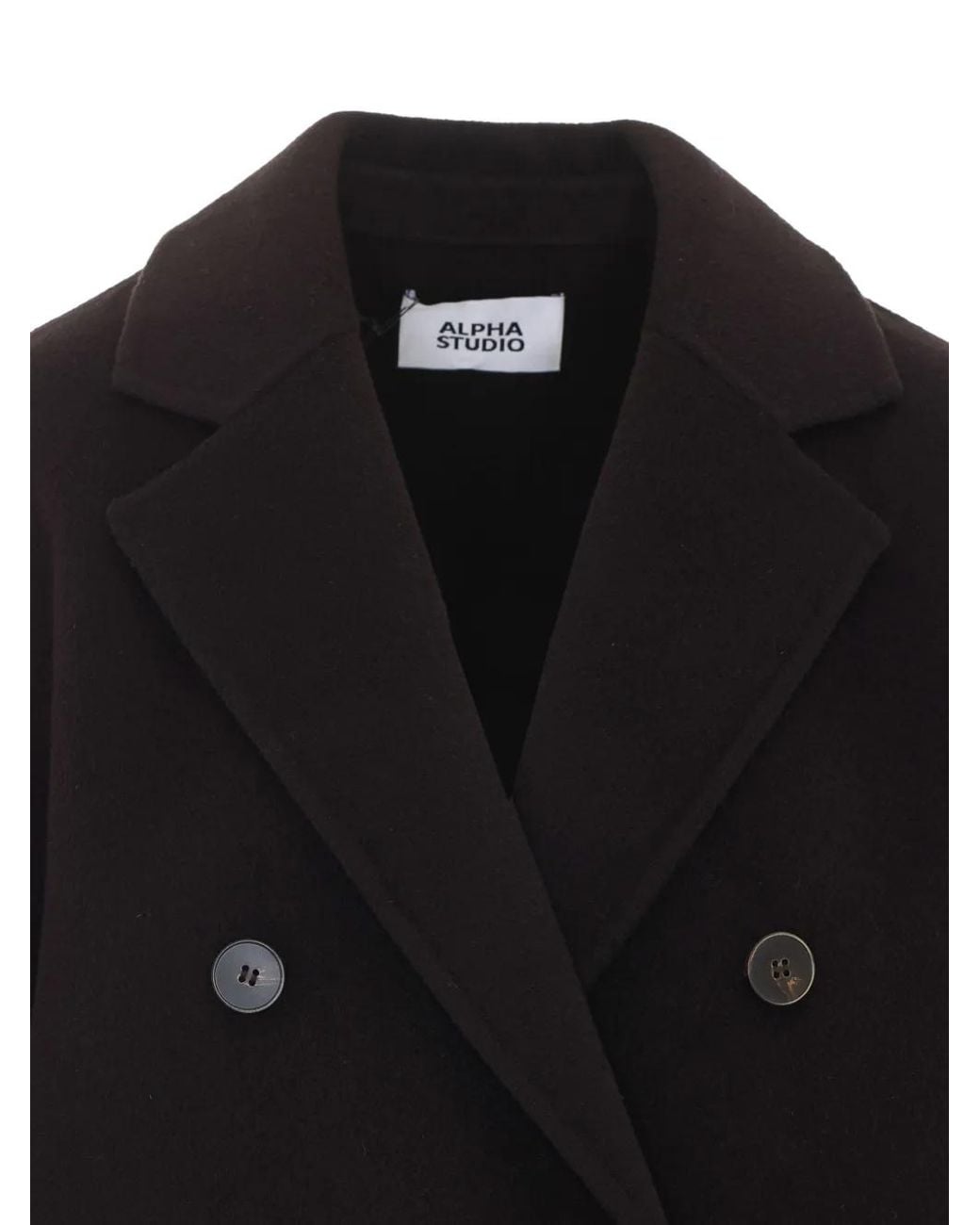 Alpha Studio Blue Double-Breasted Coat