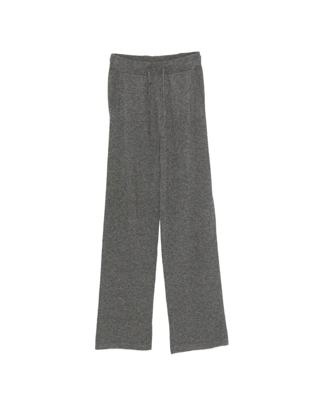 Alpha Studio Gray Drawstring Wide-Leg Trousers