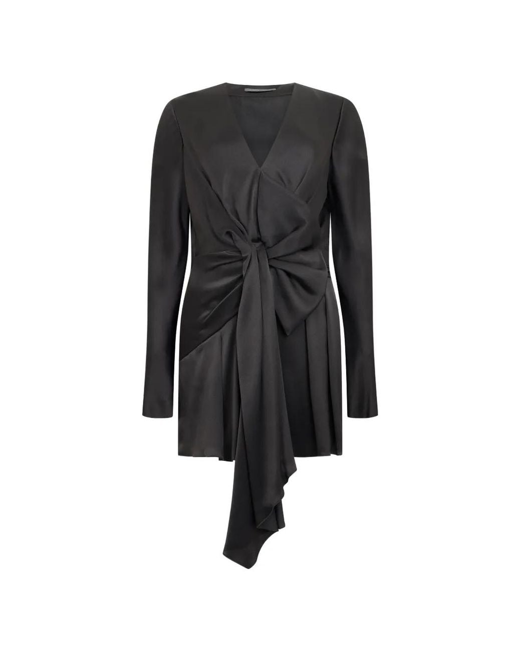 Alberta Ferretti Black Bow-Detail Asymmetrical Blouse